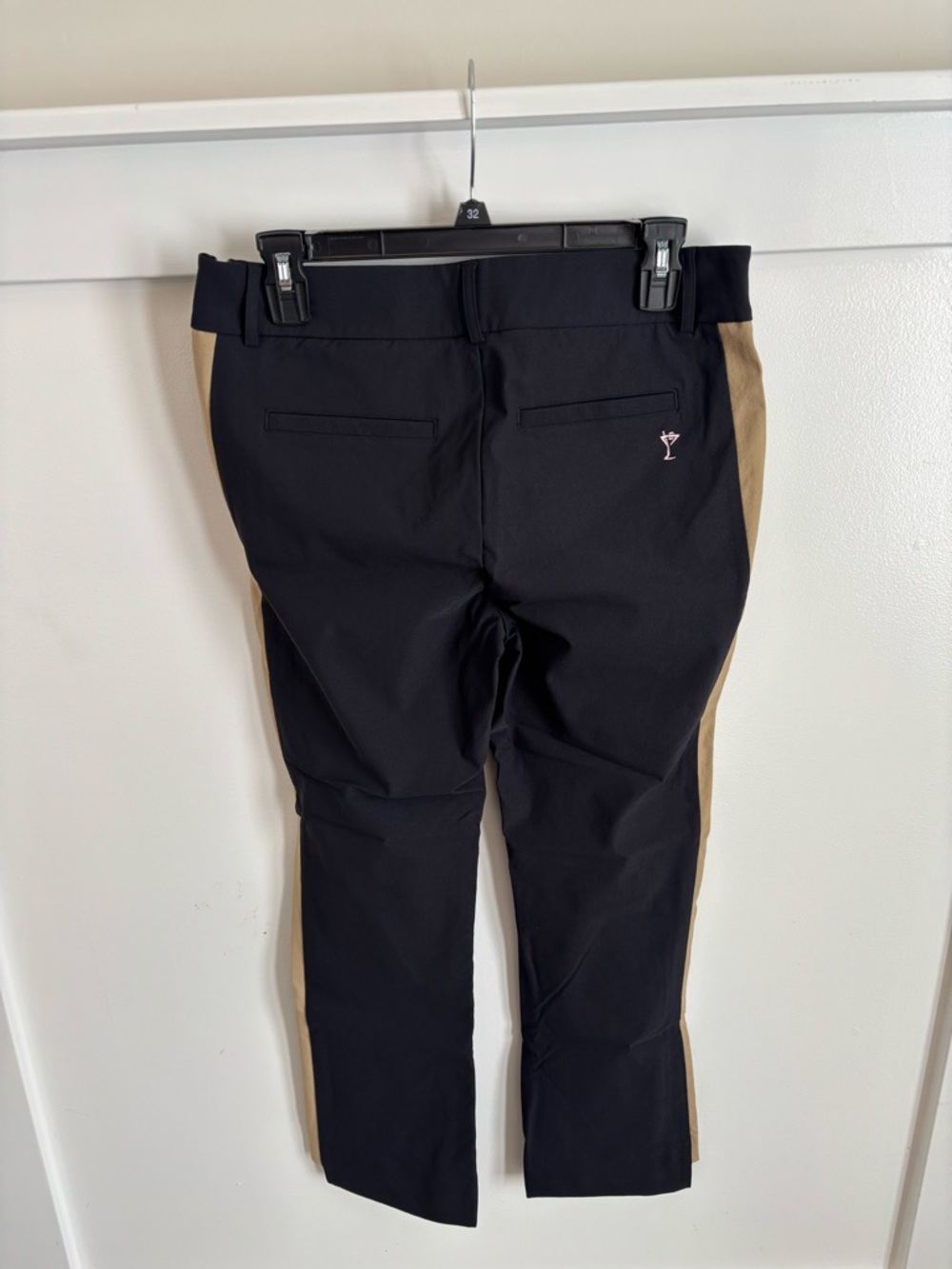 Golftini Quiet Luxury Black w/Tan Contrast Women’s Golf Athleisure Pants, M - Picture 2 of 10
